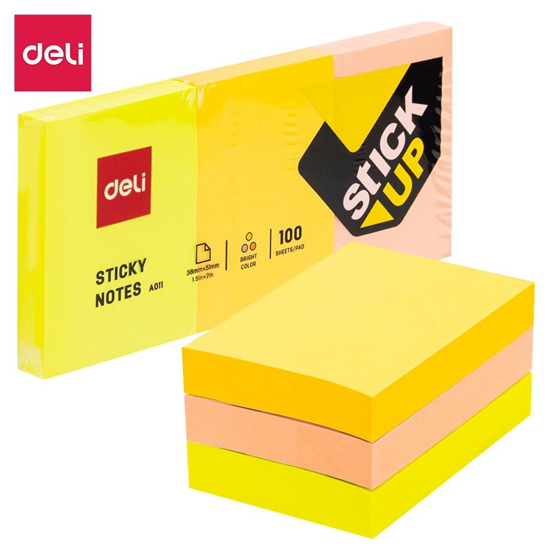 Sticky Notes 1.5″x2″ Assorted-Pack of 3 Pads – Puffin Stationery